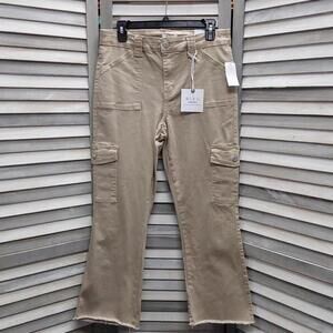 Women's Denim Flare Twill Pants with Cargo Pockets & Fray Hem | Bleu | 10